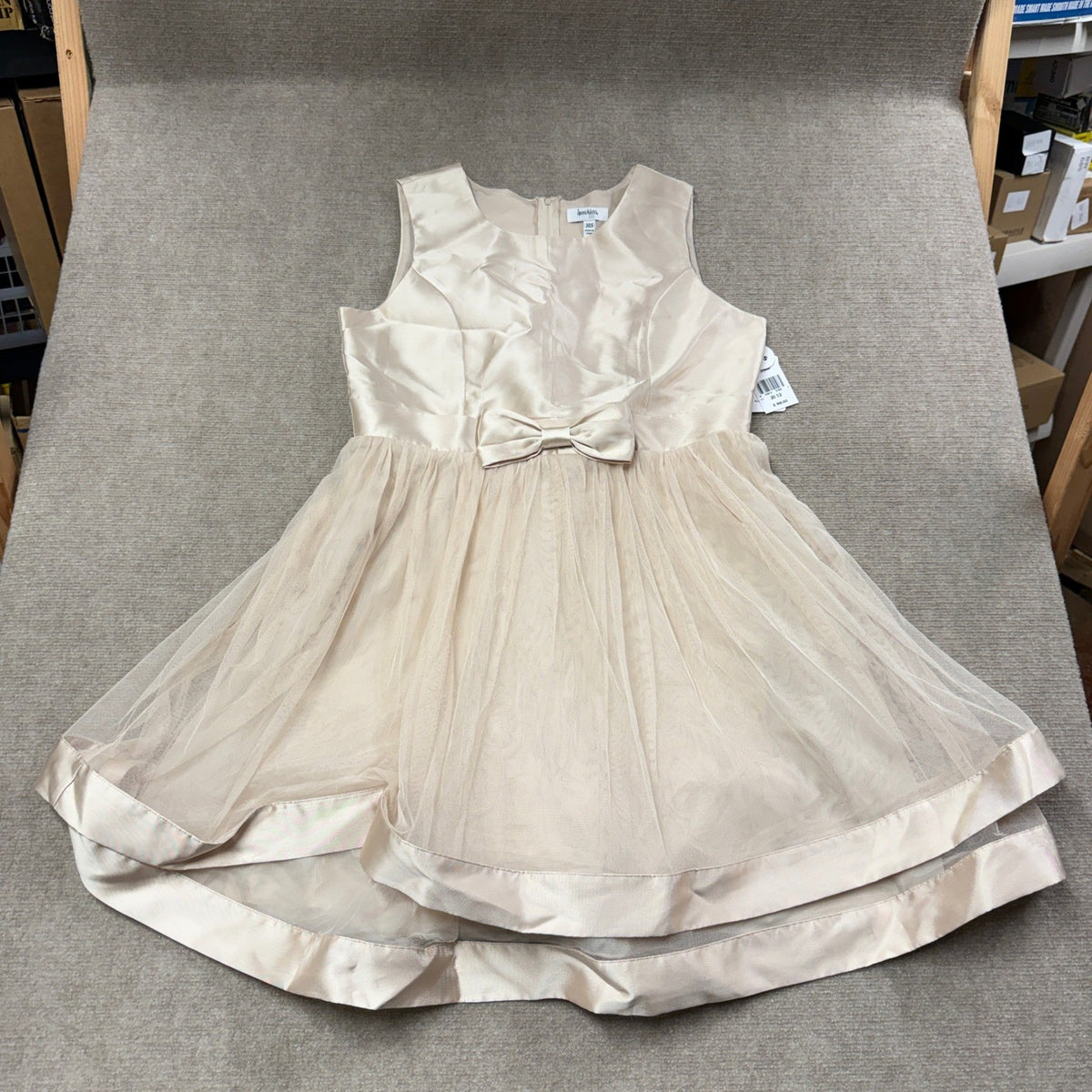 MSRP $68 Speechless Kid Girls 20.5 Champagne Sleeveless Fit + Flare Dress Bow