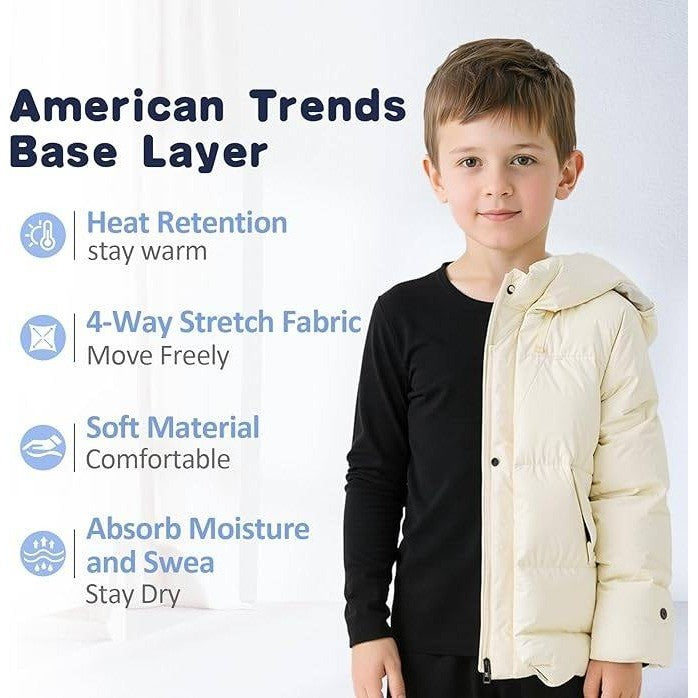 Set of 2 MSRP $31 American Trends L (3-4T) Black Thermal Underwear for Unisex K