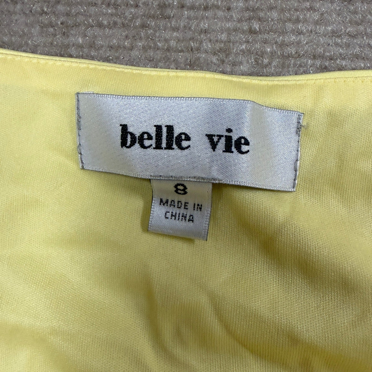 MSRP $78 belle vie Womens 8 Pale Yellow Draped Neck Fit + Flare Dress Sleeveless