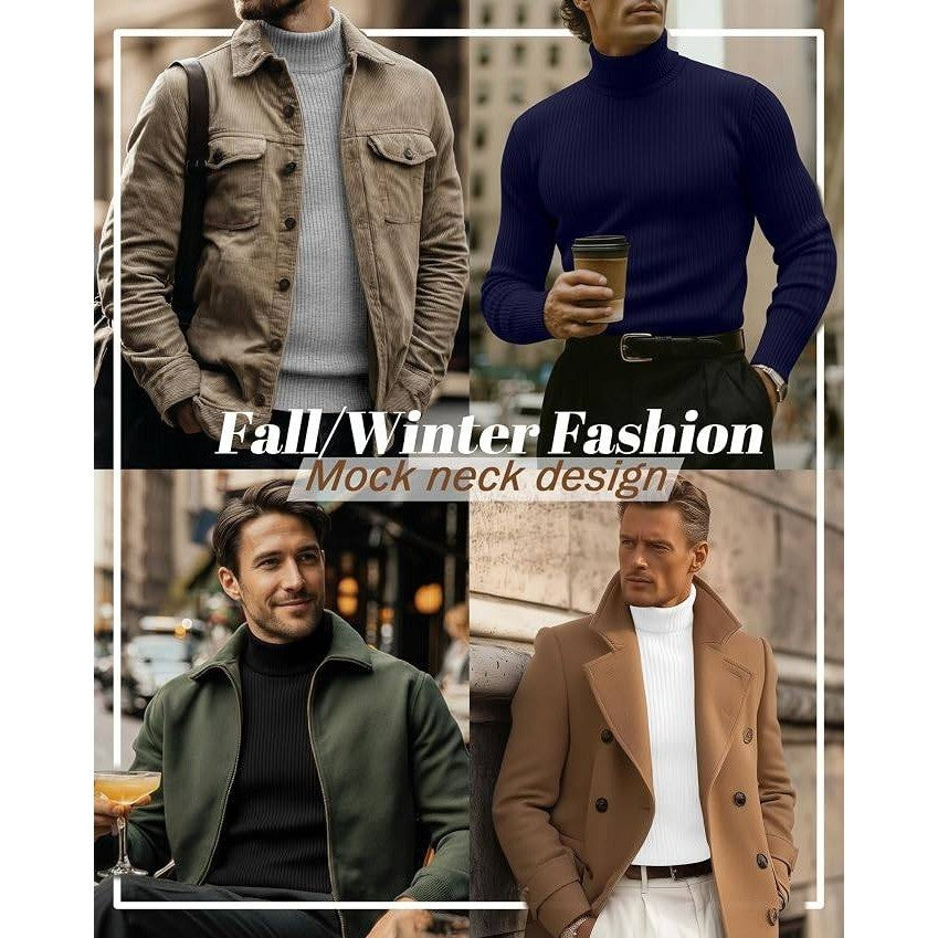 MSRP $76 August Alley 4 Pack Men's L Ribbed Turtleneck Long Sleeve Shirts Cotton