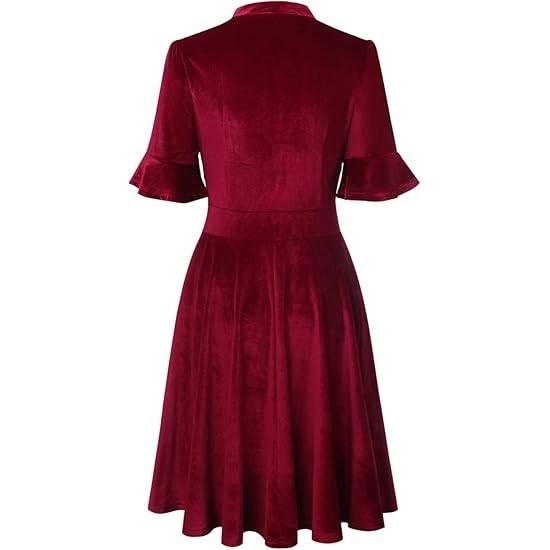 MSRP $47 Women's M Velvet Red Summer Floral Ruffle Sleeve Wear to Work Church