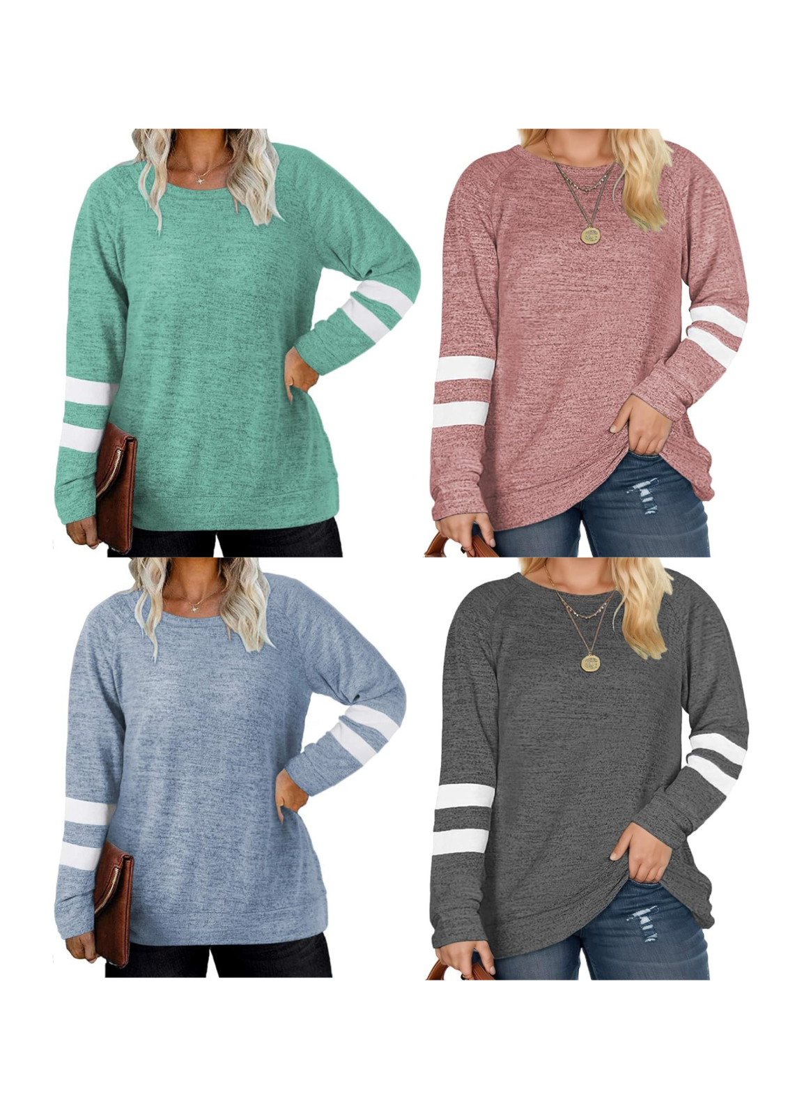 DOLNINE Women's Plus Size 16W-18W Long Sleeve Crewneck Sweatshirt Oversized Tuni