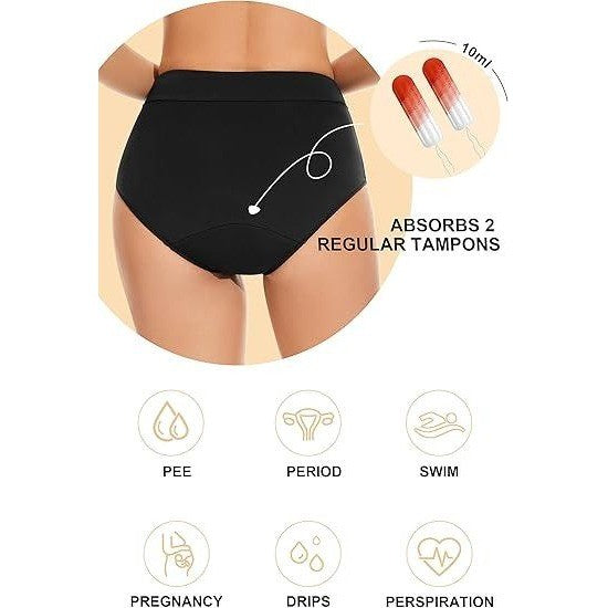 MSRP $26 OVRUNS Women's S Black Period Swimwear Leakproof Bikini Brief Bottoms