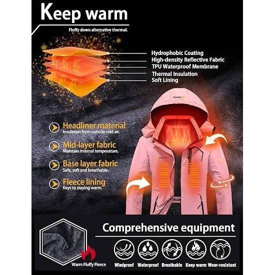 MSRP $66 GEMYSE Women's M Powder Pink Waterproof Ski Jacket Warm Winter Coat