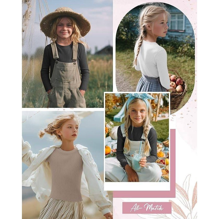 MSRP $47 LessonZoo 3 Pack Girls' 9-10Y Long Sleeve Tops Crewneck Ribbed