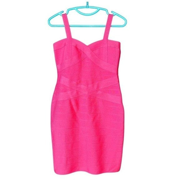 UONBOX Women's XL Fuchsia Rayon Cute Mini Sleeveless Bodycon Strap Dress