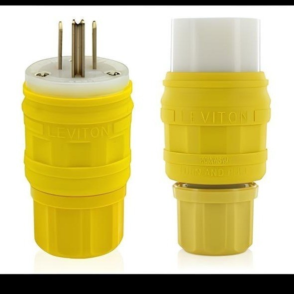 10 Pack Leviton Male Watertight Straight Blade Plug 14W34, 15A-277V, 2P3W