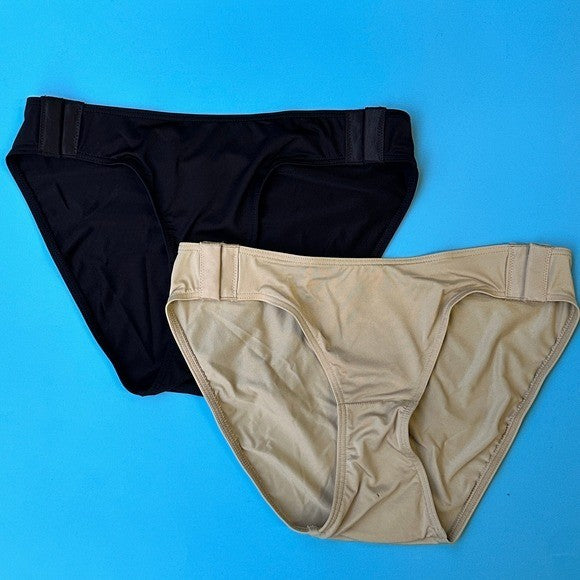 Set of 2 Women's Black/Beige Sz XS Slick Chicks Hi-Cut Brief Panties