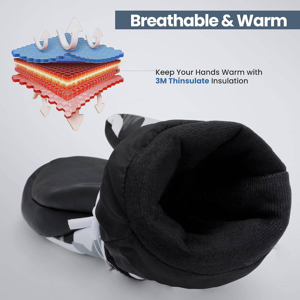 MSRP $23 HOIHOO Kids Ski Mittens Waterproof Snow Thinsulate Gloves Toddler Warm