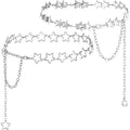 Fingertip WD 2 Pcs Silver Star Chain Belt Y2K Metal Waist Belt Punk Body Chai