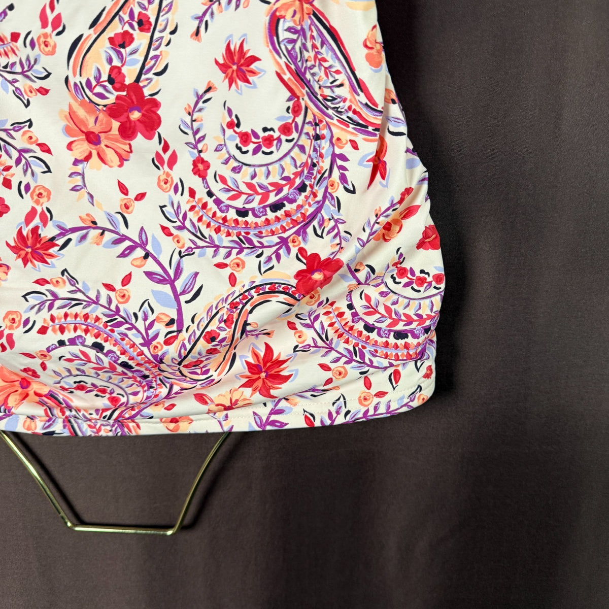 Lands' End Women's 4, 2-8 LONG Underwire Wrap Tankini Top Wood Lily Multi Floral