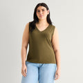MSRP $20 A.N.A Womens XL Petite Moss Green V Neck Sleeveless Tank Top