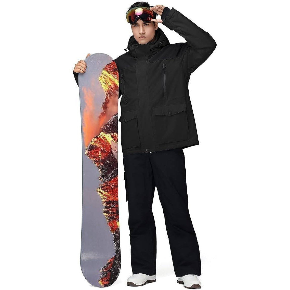 MSRP $195 YEEFINE Men's XS Black Ski Suit Two Piece Insulated Snowsuits Snow