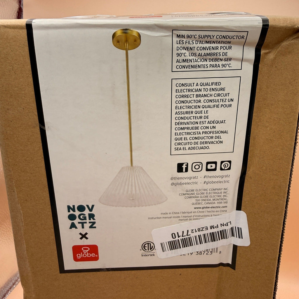 GLOBE Electric x Novogratz 67000103 1-Light Pendant Light Fixture, Matte Bras