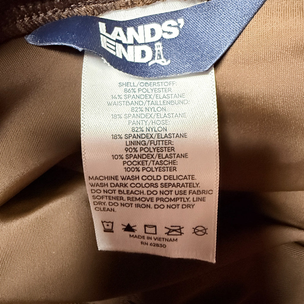 Lands End Womens 14 LONG Quick Dry Elastic Waist Board Shorts Rich Coffee Swim C