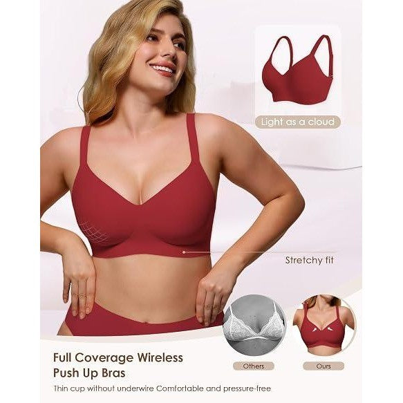 MSRP $36 As Fairy Women's 32DD Wine Red Soft Comfortable No Underwire Bra V Nec