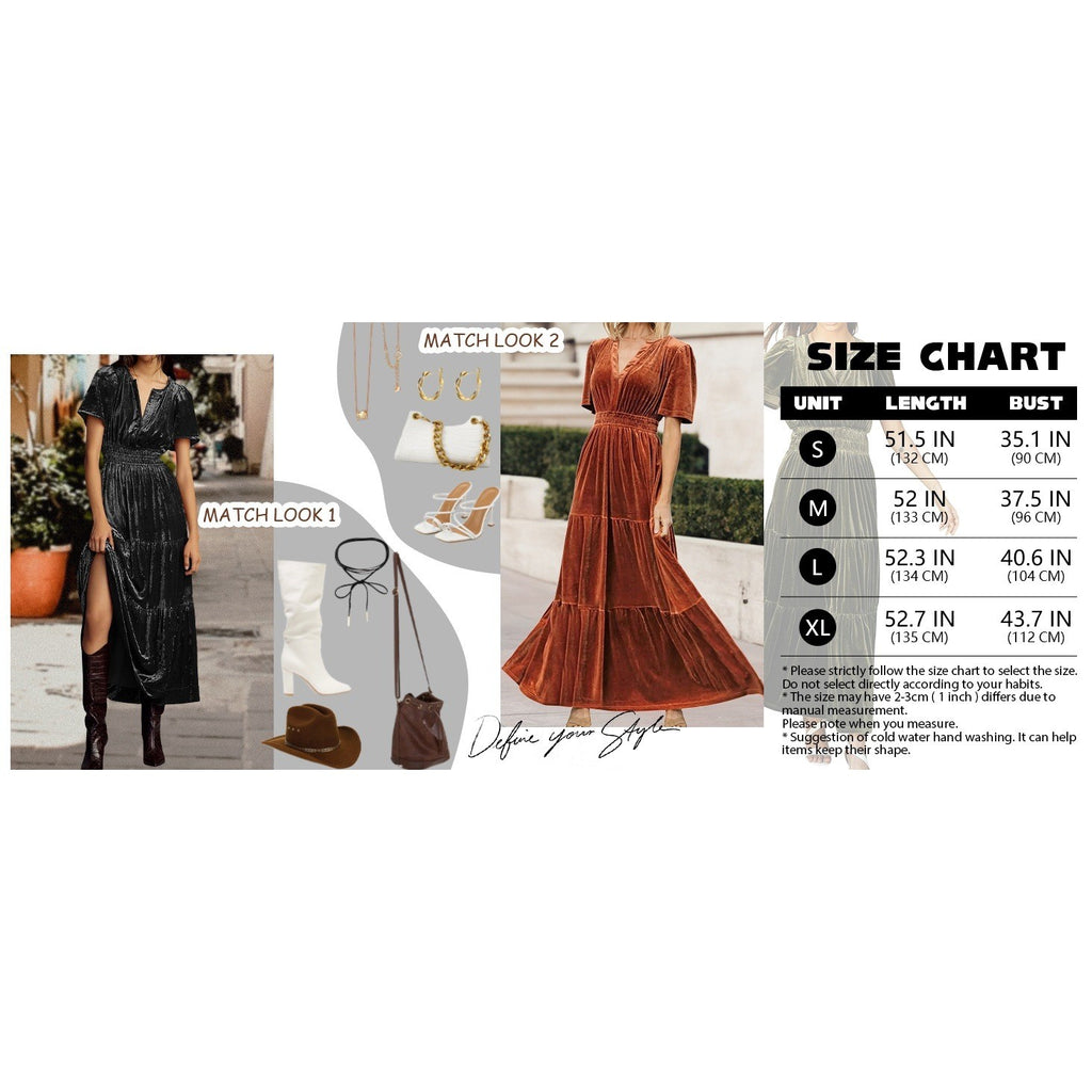 MSRP $55 R.Vivimos Women's L Fall Winter Vintage Velvet Maxi Dress Short Sleeve