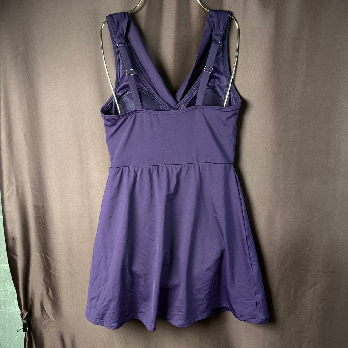 Lands' End Women's 8 Purple Tummy Control Surplice Wrap Swim Dress One Piece