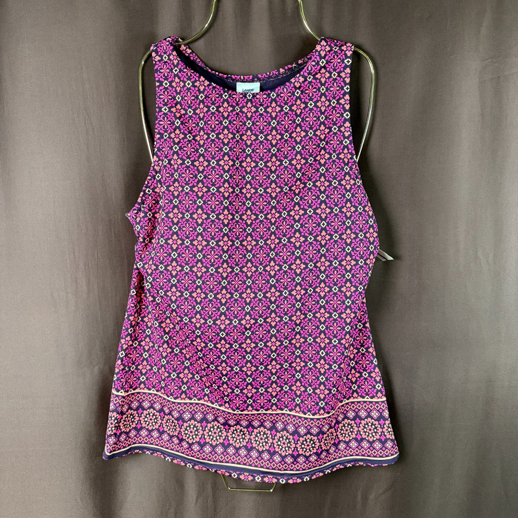 Lands' End Women's 4, 2-4 LONG High Neck Modest Tankini Swimsuit Top Blackberry