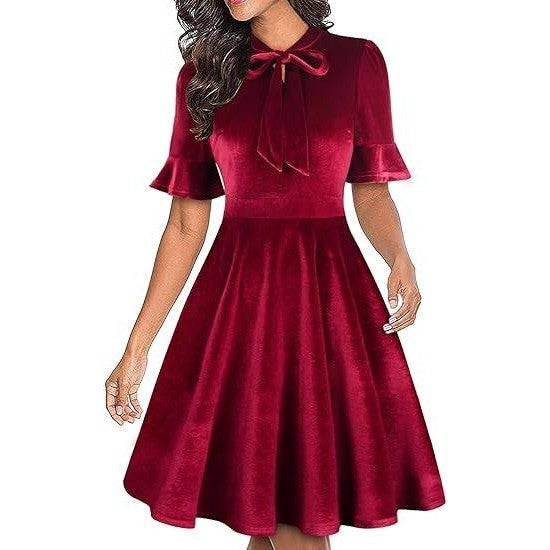 MSRP $47 Women's M Velvet Red Summer Floral Ruffle Sleeve Wear to Work Church