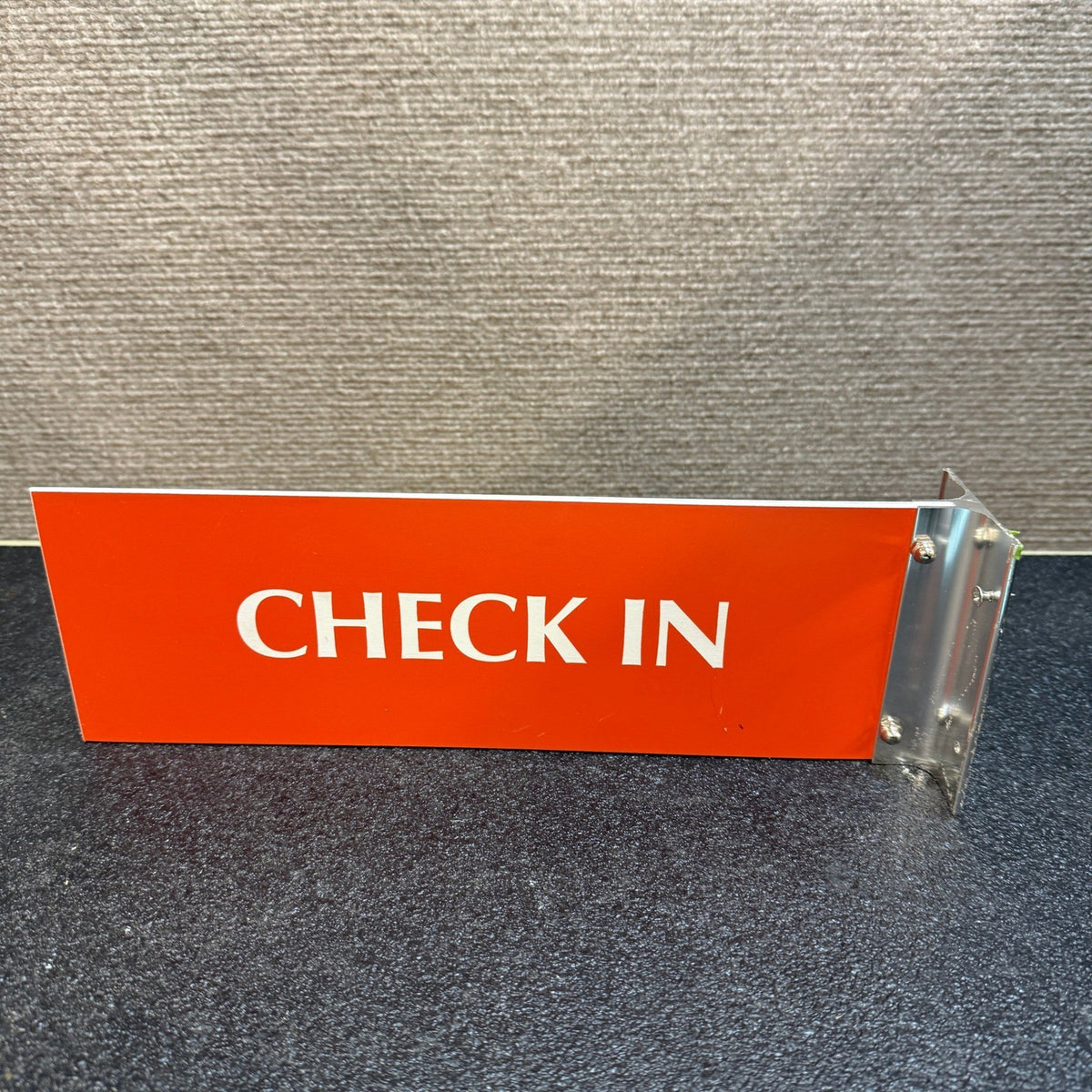 Check In Wall Mount Projecting Corridor Sign 4x12" Red & White w/ Bracket Double