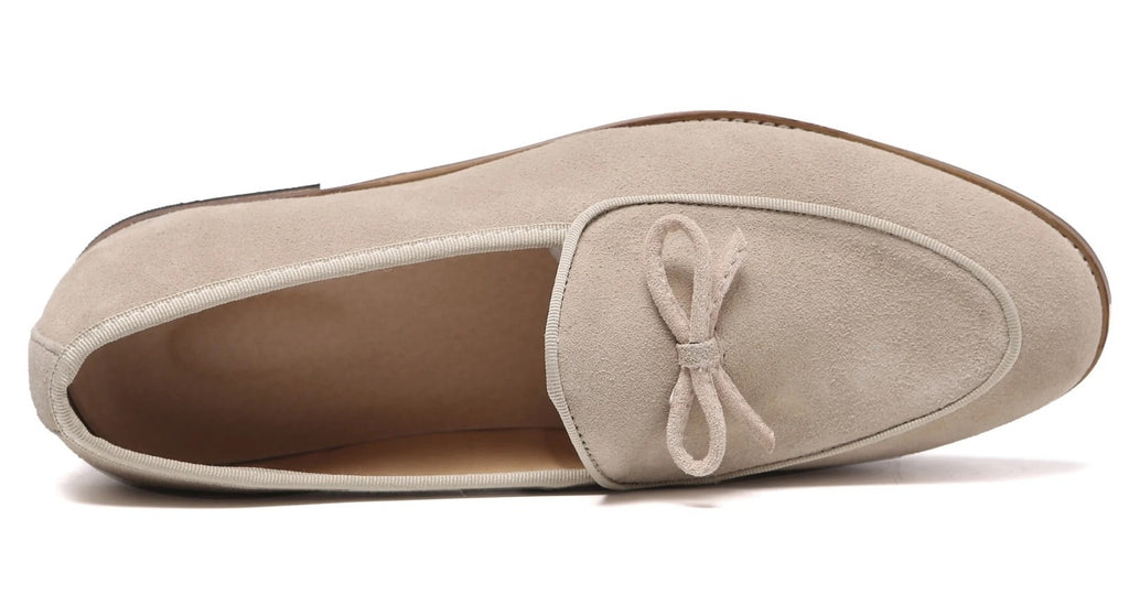Santimon Men's US 9 Beige Casual Bow Loafers Flats Slip On Casual Shoes