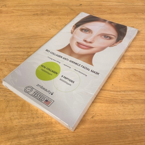 Pack of 4 ZMbeauty Collagen Anti-Wrinkle Face Mask Exp 08/2027 with 9 Peptides
