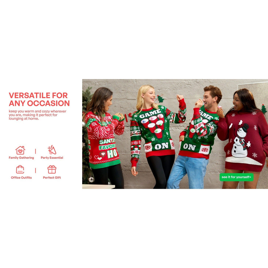MSRP $39 Giggling Getup Women Men Size L Ugly Christmas Sweater with LED Light