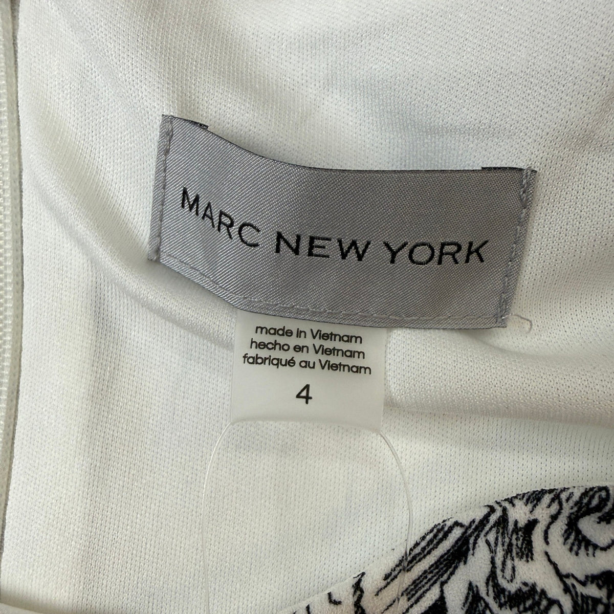 MSRP $99 Marc New York Womens 4 Ivory Black Floral Sleeveless Midi Dress Round