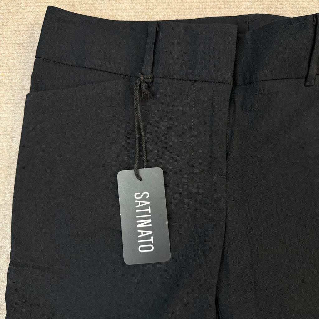 MSRP $70 SATINATO Women's 0 Regular Black Straight Pants Stretch Slim Skinny