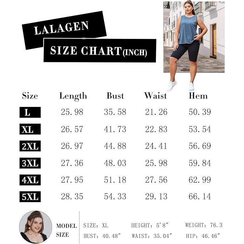 NWT Lalagen Women's XXL Blue Plus Size Workout Tank Tops Sleeveless Summer