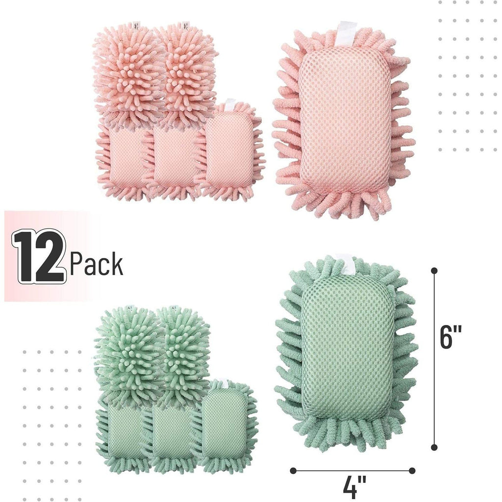 Pack of 12 Mr. Pen Microfiber Shag Whiteboard Green & Pink Eraser Washable