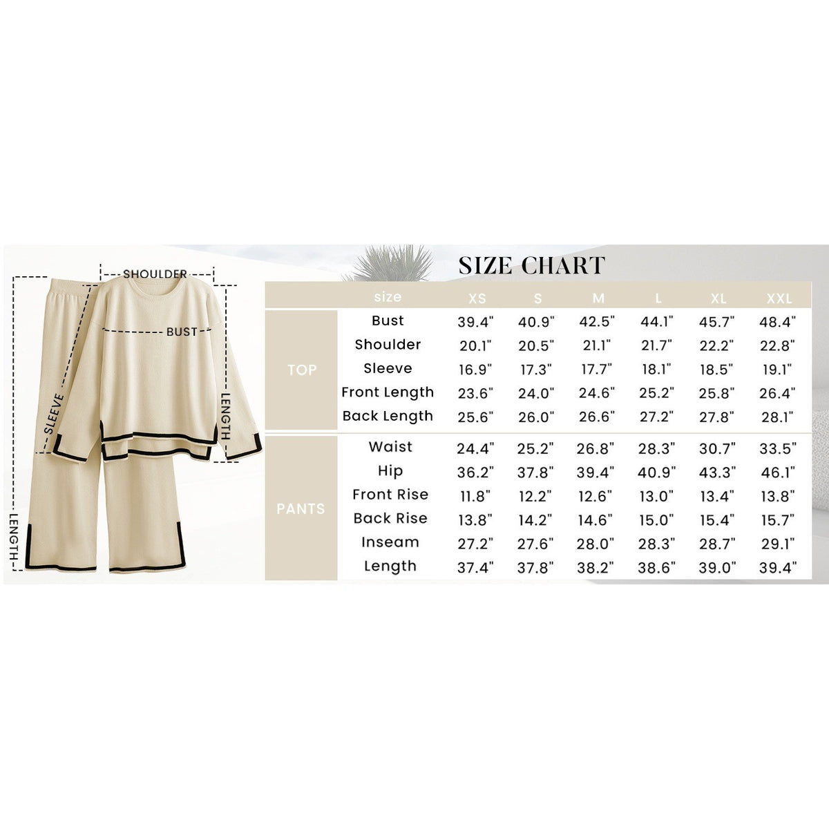 MSRP $65 Tanming Women's M 2 Piece Outfit Long Sleeve Knit Sweater Top Wide Leg