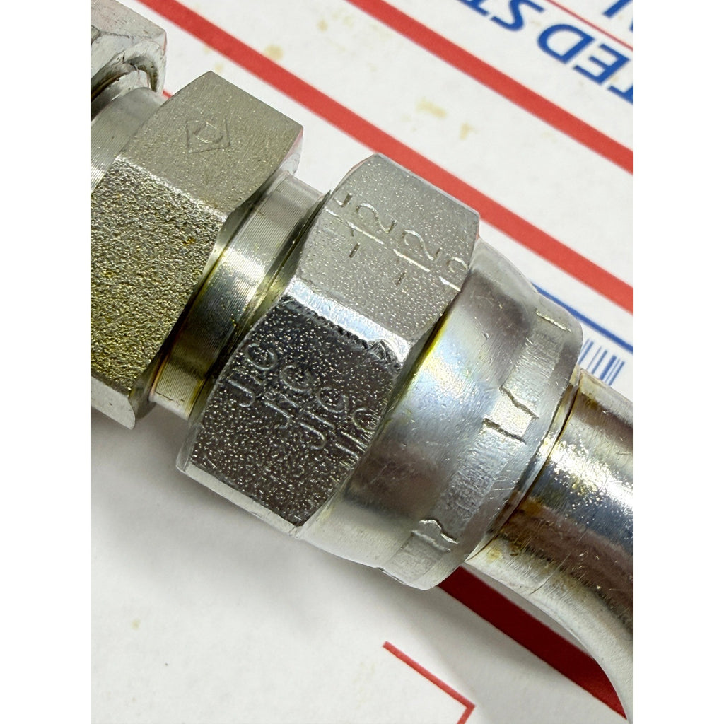 Set of 2 90 Degree Push Lock Hose End Fittings -12 with JIC Union Hydraulic