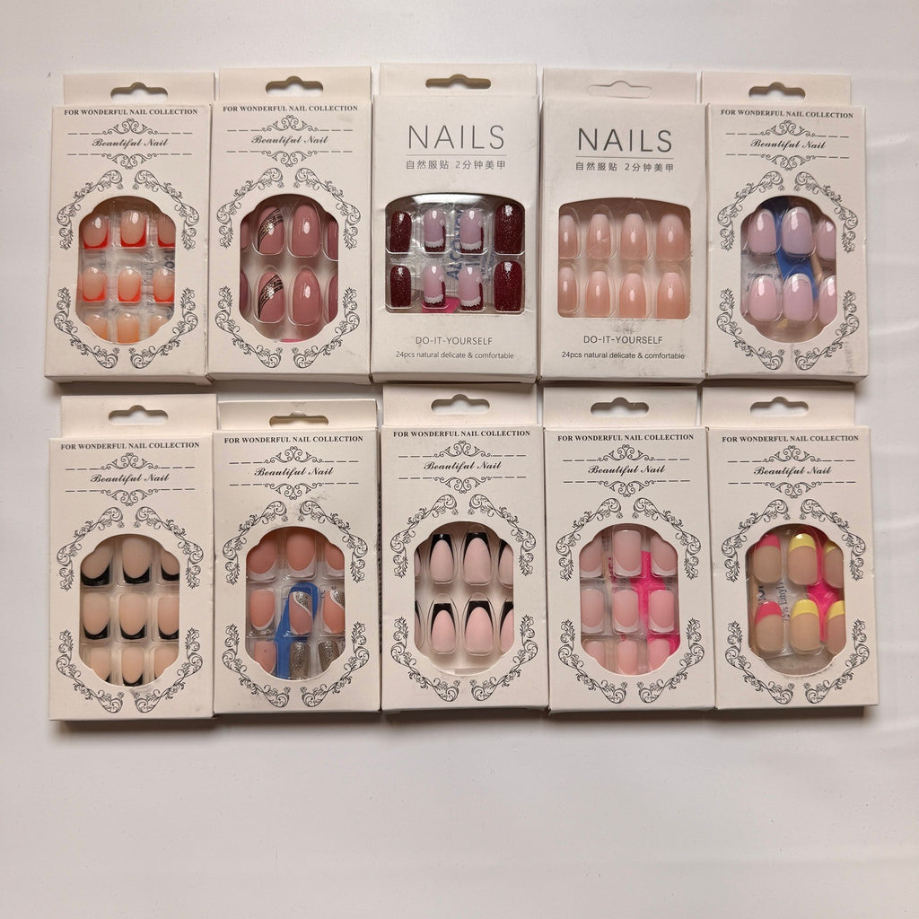 Lot of 10 Pack of 24 New False Press On Nails Assorted Designs and Colors №N40