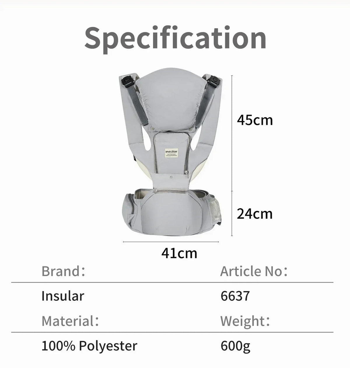 Insular 3-In-1 Ergonomic Baby Carrier For Newborn to Toddler w/ Hip Seat - Breat