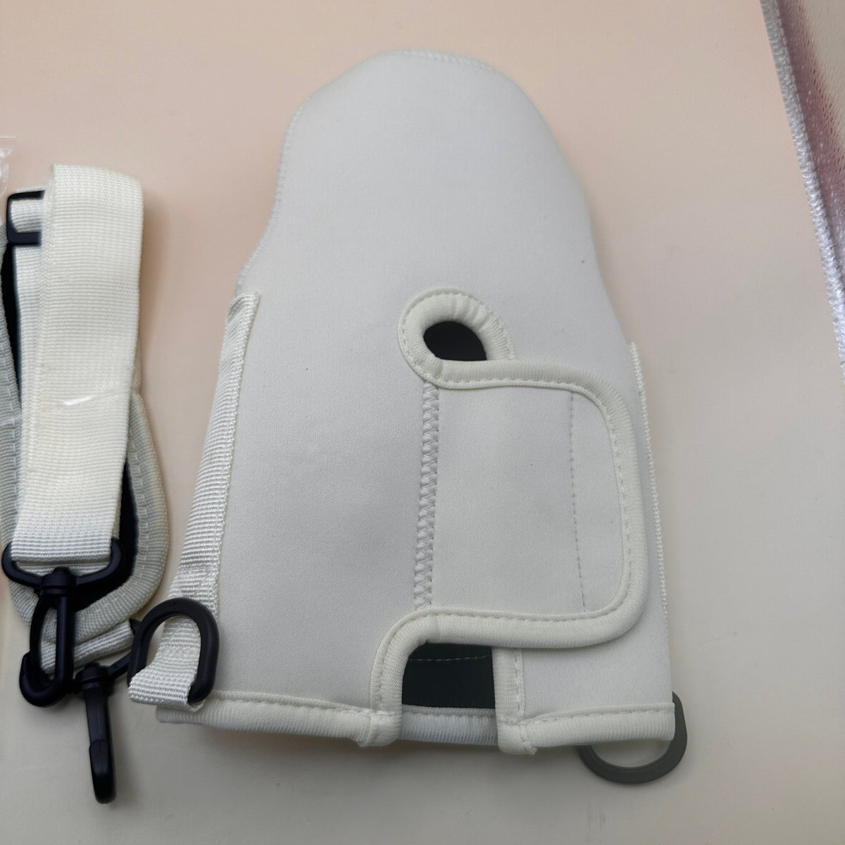 Water Bottle Holder Bag w/ Crossbody Strap Phone Pocket Sleeve Beige Straw Cove
