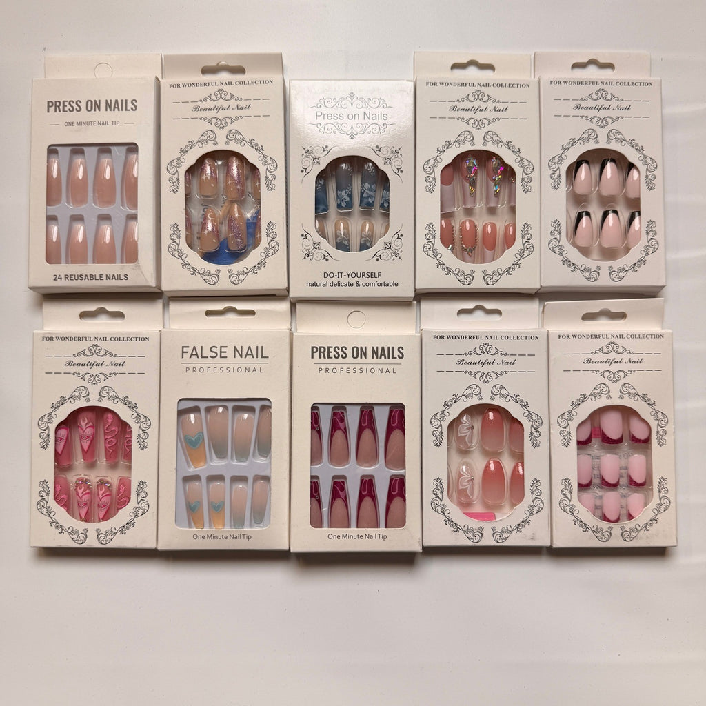 Lot of 10 Pack of 24 New False Press On Nails Assorted Designs and Colors №N42
