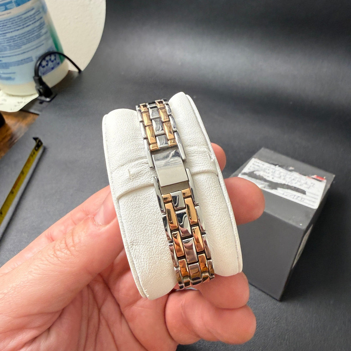 Armitron 75/5802TR Women's Silver/Rose Gold Crystal Bracelet Watch New Battery