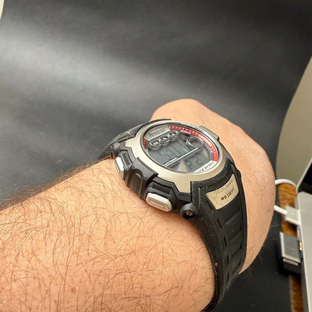 Armitron Pro Sport Men's Digital Watch WR330FT Black Strap Silicone