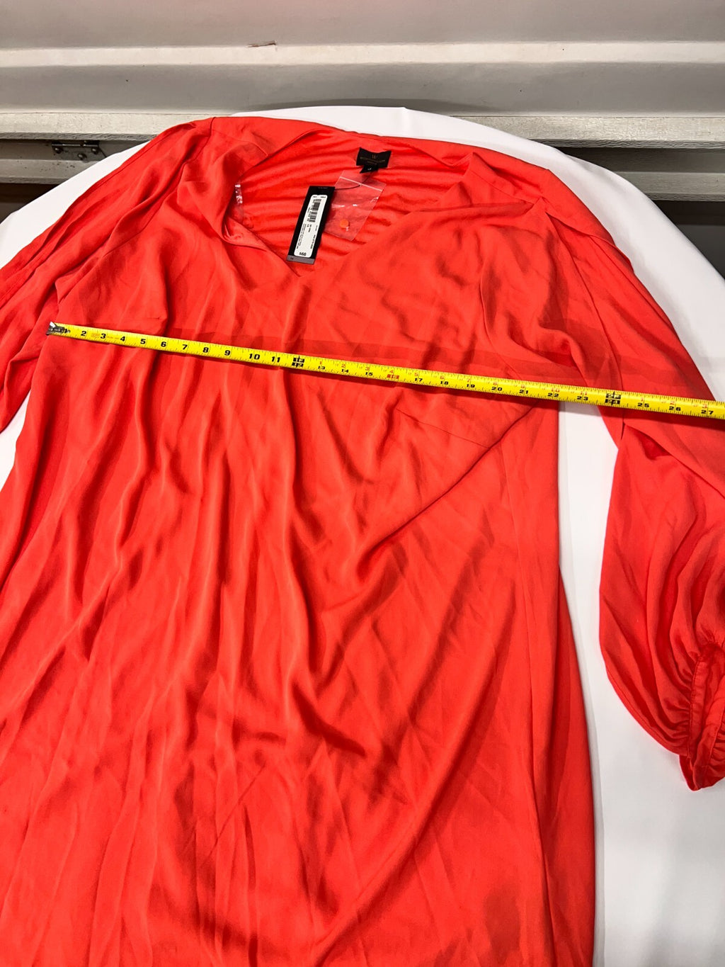 New Worthington Women's 1X Slit Sleeves V Neck Pullover Hot Coral A Line Dress