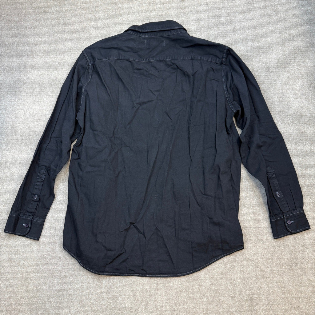 MSRP $50 U.S Forces Man's Sz L Black Button Up Long Sleeve Shirt Contrast Stitc