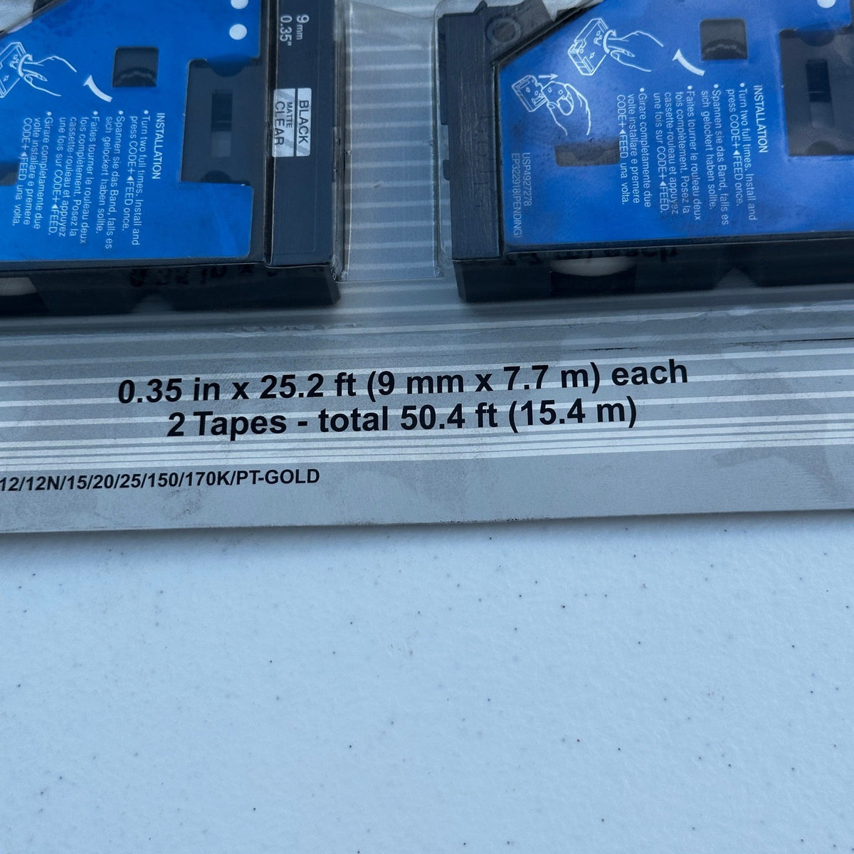 Pack of 2 Brother P-Touch TC-M0Z 0.35" x 25.2 ft Black On Clear Matte Tape