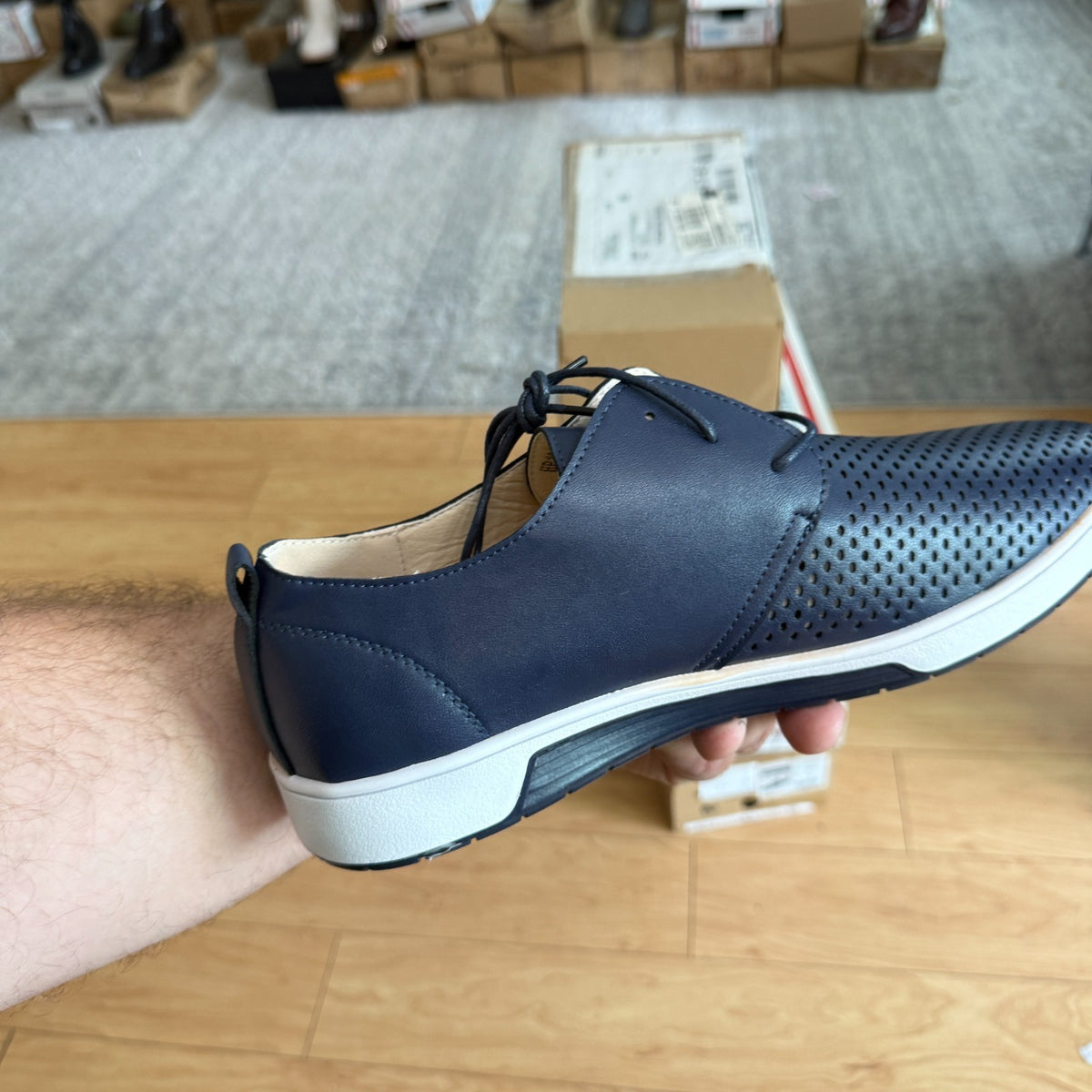 Santimon Men's US 7-10 Blue Casual Derby Shoes Breathable Lace Up Sneakers