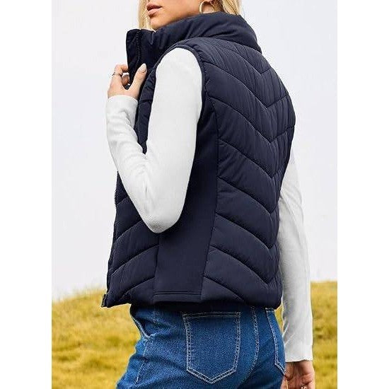 MSRP $44 Dokotoo Women's XL Blue Quilted Vest Lightweight Puffer Gilet Zip Oute