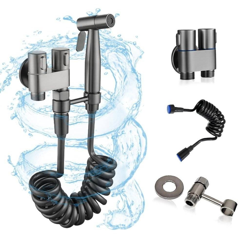 Handheld Bidet Sprayer Kit for Toilet, Stainless Steel Muslim Shattaf, T-Valve
