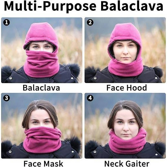 MSRP $20 Achiou Women's Rose Sherpa Hood Ski Mask Winter Balaclava Windproof
