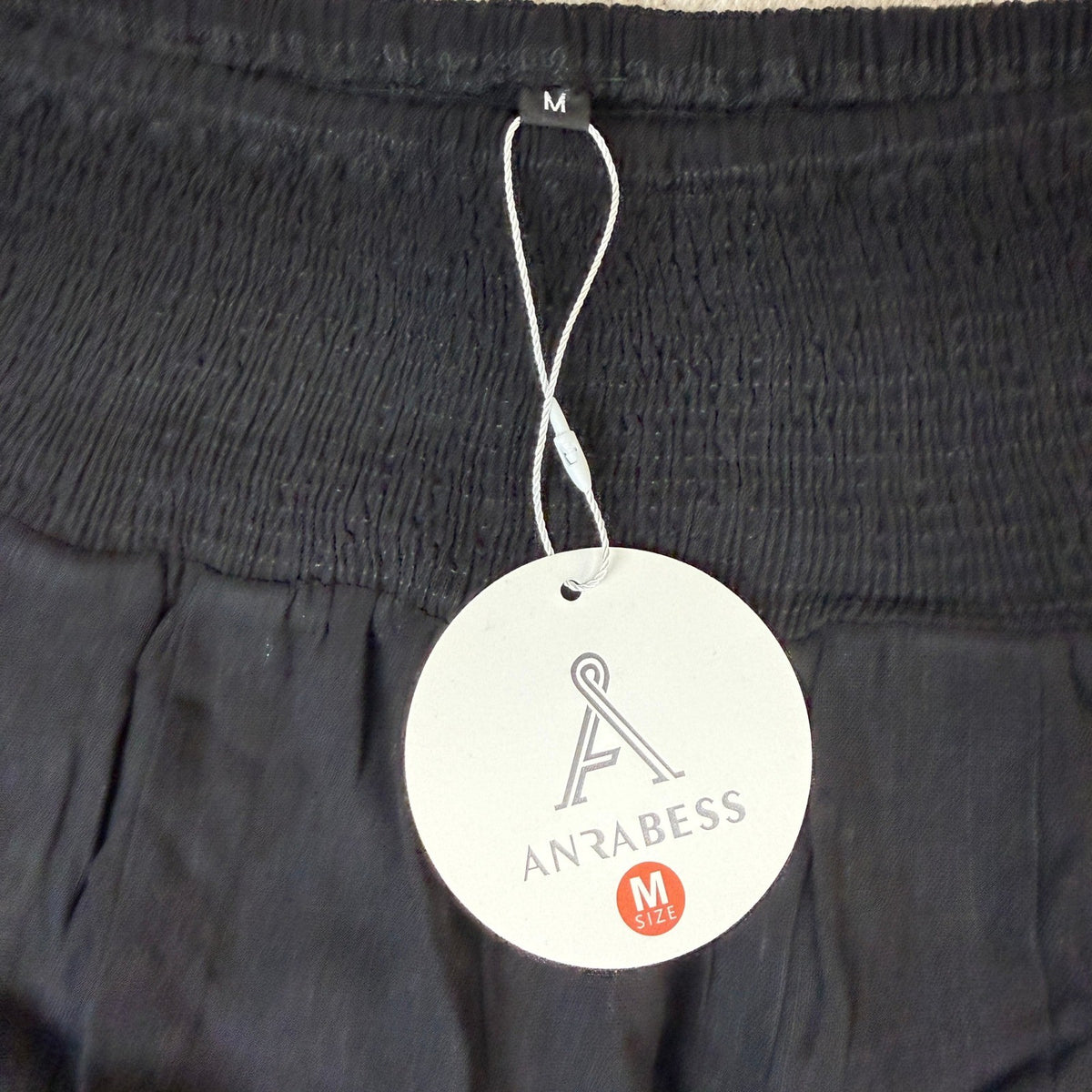 MSRP $36 ANRABESS Women's M Linen Palazzo Wide Leg Pants with Pockets Smocked