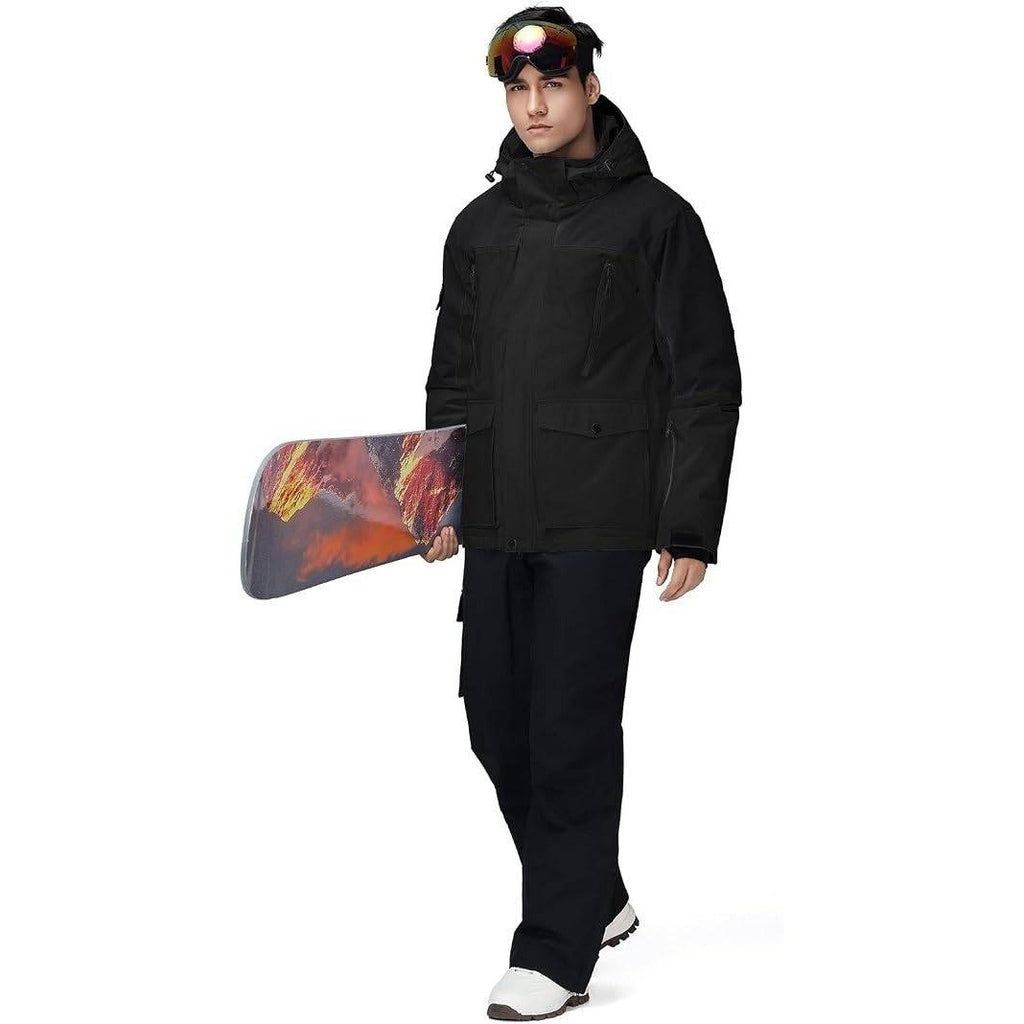 MSRP $195 YEEFINE Men's XS Black Ski Suit Two Piece Insulated Snowsuits Snow