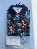 Lands' End Short Sleeve Floral Hawaiian Polo Shirt Men's M-XL Deep Sea Navy Trop